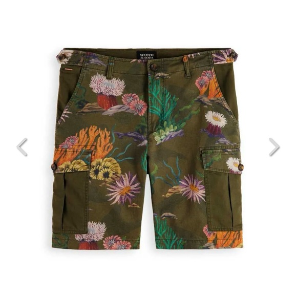 Scotch & Soda Cargo Shorts Green and Orange Tropical